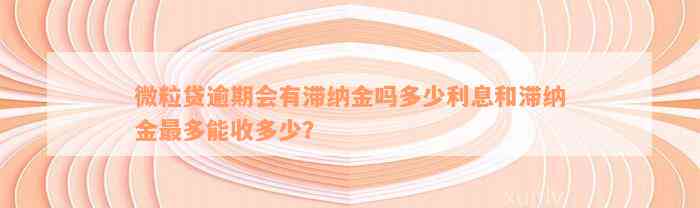 微粒贷逾期会有滞纳金吗多少利息和滞纳金最多能收多少？