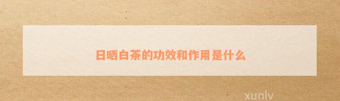 日晒白茶的功效和作用是什么