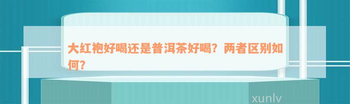 大红袍好喝还是普洱茶好喝？两者区别如何？