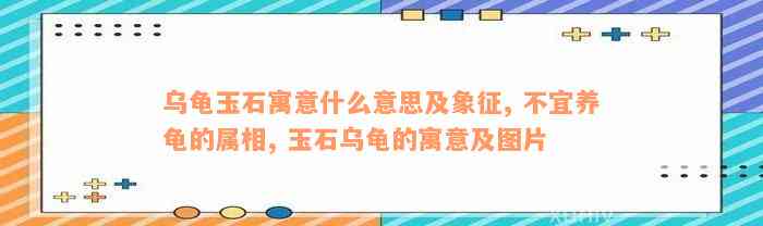 乌龟玉石寓意什么意思及象征, 不宜养龟的属相, 玉石乌龟的寓意及图片