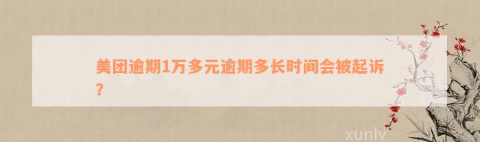 美团逾期1万多元逾期多长时间会被起诉？