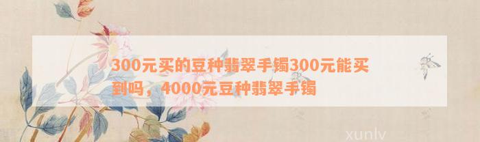 300元买的豆种翡翠手镯300元能买到吗，4000元豆种翡翠手镯