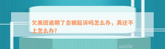 欠美团逾期了会被起诉吗怎么办，真还不上怎么办？