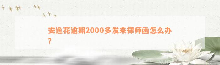 安逸花逾期2000多发来律师函怎么办？