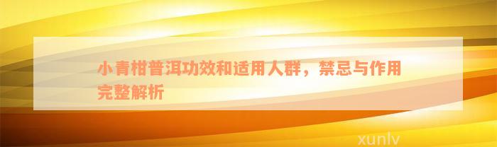 小青柑普洱功效和适用人群，禁忌与作用完整解析