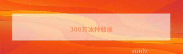 300万冰种翡翠