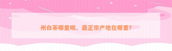 州白茶哪里喝、最正宗产地在哪里？