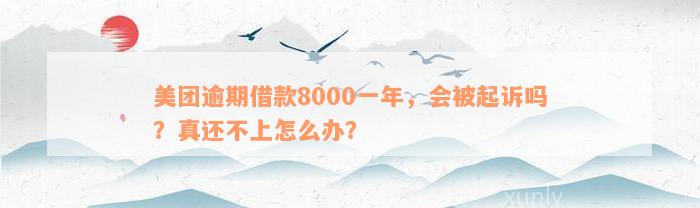 美团逾期借款8000一年，会被起诉吗？真还不上怎么办？