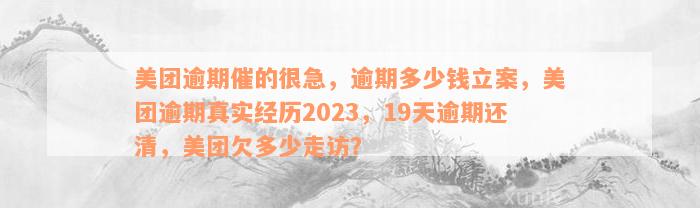 美团逾期催的很急，逾期多少钱立案，美团逾期真实经历2023，19天逾期还清，美团欠多少走访？