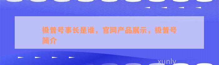 极普号事长是谁，官网产品展示，极普号简介