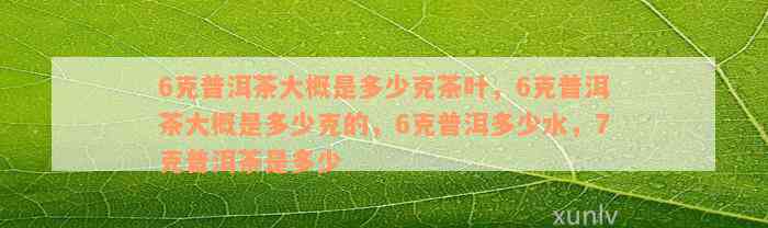 6克普洱茶大概是多少克茶叶，6克普洱茶大概是多少克的，6克普洱多少水，7克普洱茶是多少