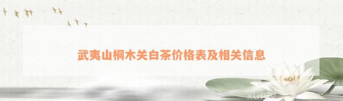 武夷山桐木关白茶价格表及相关信息