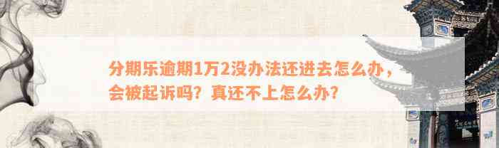 分期乐逾期1万2没办法还进去怎么办，会被起诉吗？真还不上怎么办？