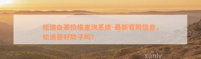 松道白茶价格查询系统-最新官网信息，松道是好牌子吗？