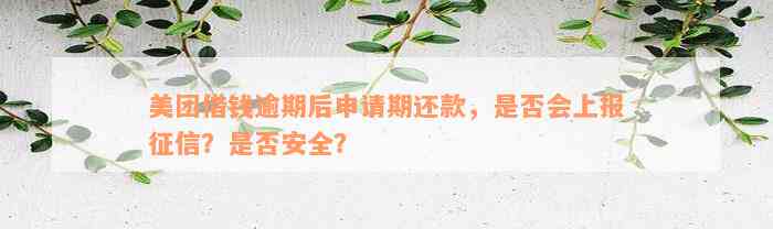 美团借钱逾期后申请期还款，是否会上报征信？是否安全？