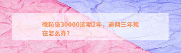 微粒贷30000逾期2年，逾期三年现在怎么办？