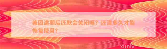 美团逾期后还款会关闭嘛？还清多久才能恢复使用？