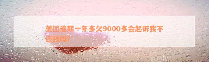 美团逾期一年多欠9000多会起诉我不还钱吗？