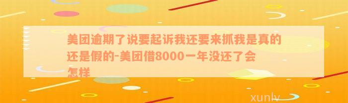 美团逾期了说要起诉我还要来抓我是真的还是假的-美团借8000一年没还了会怎样