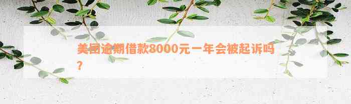 美团逾期借款8000元一年会被起诉吗？