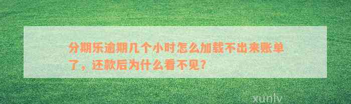 分期乐逾期几个小时怎么加载不出来账单了，还款后为什么看不见？