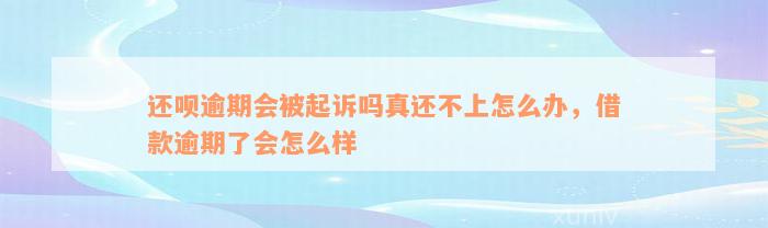 还款逾期会被起诉吗真还不上怎么办，借款逾期了会怎么样