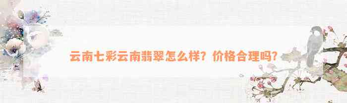 云南七彩云南翡翠怎么样？价格合理吗？