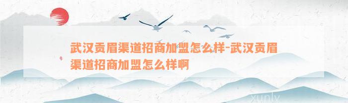 武汉贡眉渠道招商加盟怎么样-武汉贡眉渠道招商加盟怎么样啊