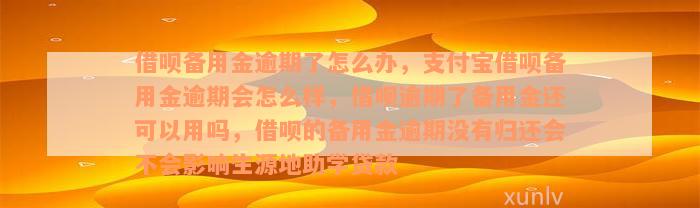 借呗备用金逾期了怎么办，支付宝借呗备用金逾期会怎么样，借呗逾期了备用金还可以用吗，借呗的备用金逾期没有归还会不会影响生源地助学贷款