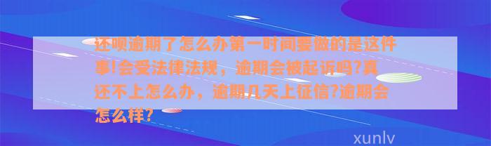 还款逾期了怎么办第一时间要做的是这件事!会受法律法规，逾期会被起诉吗?真还不上怎么办，逾期几天上征信?逾期会怎么样?