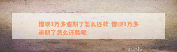 借呗1万多逾期了怎么还款-借呗1万多逾期了怎么还款呢