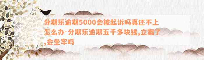 分期乐逾期5000会被起诉吗真还不上怎么办-分期乐逾期五千多块钱,立案了,会坐牢吗