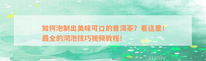 如何泡制出美味可口的普洱茶？看这里！最全的沏泡技巧视频教程！