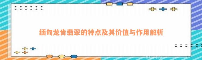 缅甸龙肯翡翠的特点及其价值与作用解析