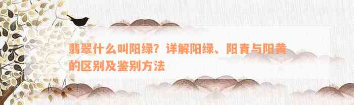 翡翠什么叫阳绿？详解阳绿、阳青与阳黄的区别及鉴别方法