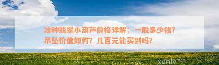 冰种翡翠小葫芦价格详解：一般多少钱？吊坠价值如何？几百元能买到吗？