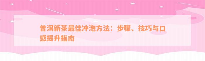 普洱新茶最佳冲泡方法：步骤、技巧与口感提升指南