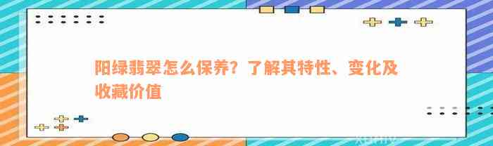 阳绿翡翠怎么保养？了解其特性、变化及收藏价值