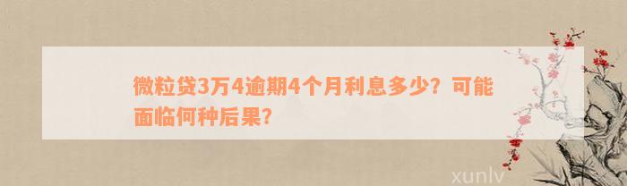 微粒贷3万4逾期4个月利息多少？可能面临何种后果？