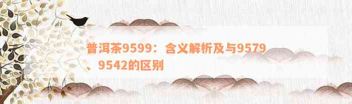 普洱茶9599：含义解析及与9579、9542的区别