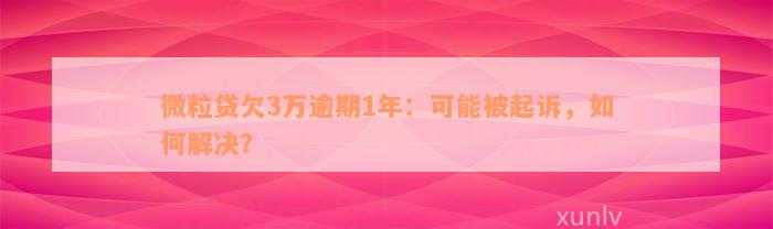 微粒贷欠3万逾期1年：可能被起诉，如何解决？