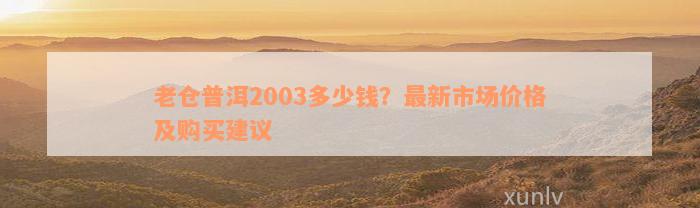 老仓普洱2003多少钱？最新市场价格及购买建议