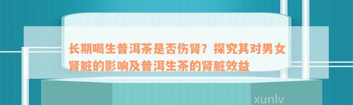 长期喝生普洱茶是否伤肾？探究其对男女肾脏的影响及普洱生茶的肾脏效益