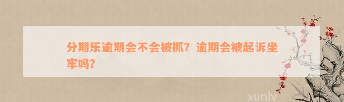 分期乐逾期会不会被抓？逾期会被起诉坐牢吗？