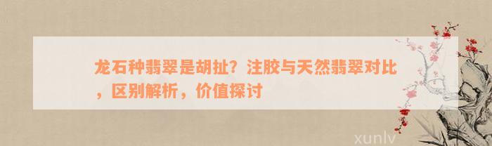 龙石种翡翠是胡扯？注胶与天然翡翠对比，区别解析，价值探讨