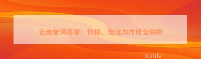 云南普洱茶膏：价格、泡法与作用全解析