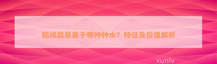 阳绿翡翠属于哪种种水？特征及价值解析