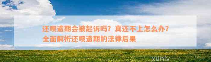 还款逾期会被起诉吗？真还不上怎么办？全面解析还款逾期的法律后果