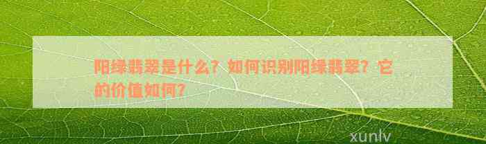 阳绿翡翠是什么？如何识别阳绿翡翠？它的价值如何？