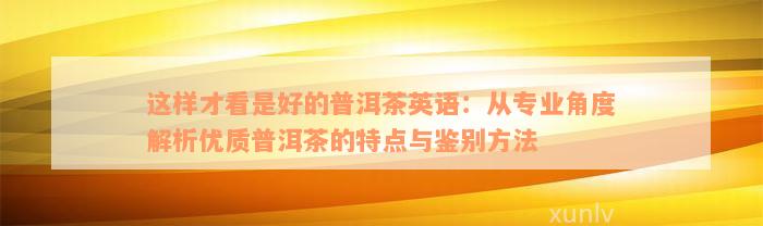 这样才看是好的普洱茶英语：从专业角度解析优质普洱茶的特点与鉴别方法